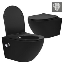 WC suspendu sans rebord céramique noir avec / sans fonction bidet nano au choix
