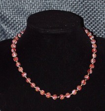 ANCIEN COLLIER MURANO VENISE PERLES VERRE VINTAGE ORANGE MILLEFIORI