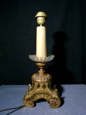 Pied de lampe ancien 19 siècle en bois sculpté doré