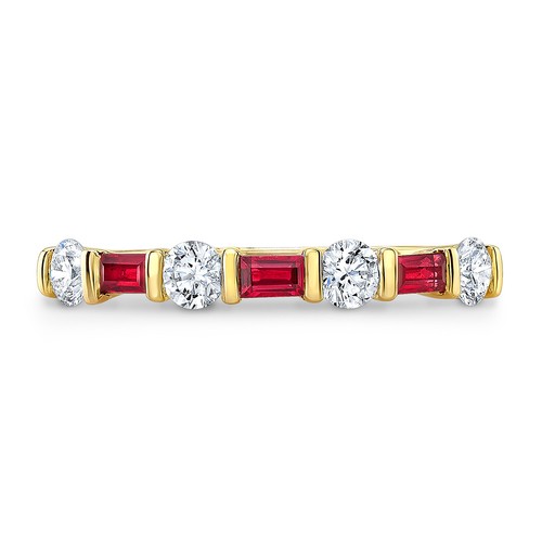 Bague rubis baguette 14k - bague, or