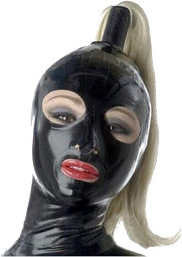 Latex hood with ponytail - ponytail,