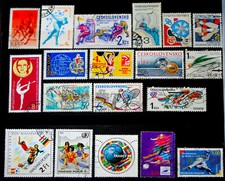 Lot 19 timbres stamps sport