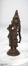 Laiton Antique Lady Apsara Figurine Original Old Main Crafted Fin Gravée En
