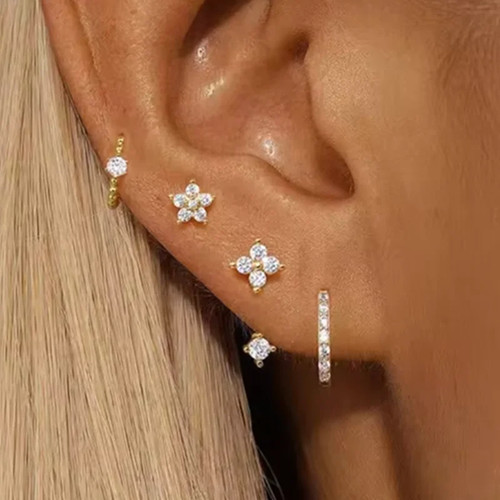 Boucles zircon rond - 4,