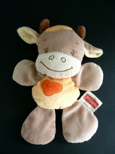 Doudou peluche plat vache - doudou,