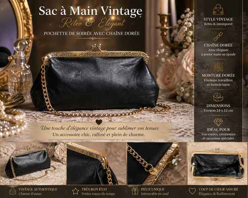Sac main vintage noir - main,