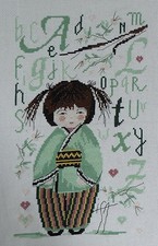 broderie point de croix abécédaire kokeshi Isabelle Vautier