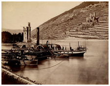 Deutschland, Bingen am Rhein, Binger Mäuseturm Vintage albumen print,  Tirage 