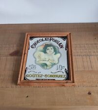 Ancien Miroir De Bar Chocolat Poulain - Cadre En Bois - Rare - Vintage 