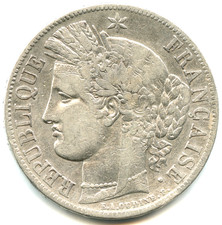 5 francs argent Cérès 1849 A