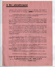 ROANNE (42) LABORATOIRE / PRODUITS pour LAITERIE Arel "P. MILLET" Tract 1930