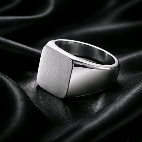 Bague carrée acier - en,