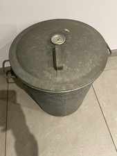 Ancienne Bassine Lessiveuse Stérilisateur galvanisé zinc avec  couvercle