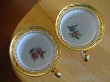 LIMOGES PORCELAINE 2 ANCIENNES PETITES TASSES  MOKA ESPRESSO STYLE EMPIRE