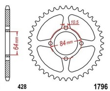 Roue a Chaîne 51 (Chaîne 428) pour Suzuki RV 125 Van Van 03-15