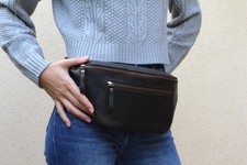 Sac banane femme en cuir de qualité, Sac en cuir femme pour voyage, Sac ceinture