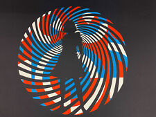 Grande lithographie signée Femme années 1970 - 1980 art psychédélique