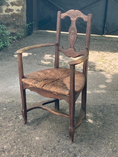 Ancien fauteuil paillé art - paillé,,
