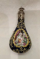FLACON A SELS PORCELAINE ÉMAILLÉE ARGENT MASSIF 18E SIÈCLE