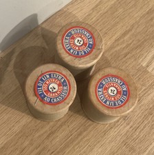 Lot De 3 Anciennes Bobines De Fil De Lin Extra Au Chasseur Nº24 