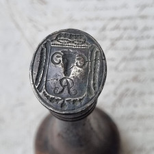 SCEAU CACHET Ancien XVIIIè Bois et Bronze Louis XVI SEAL 18thC