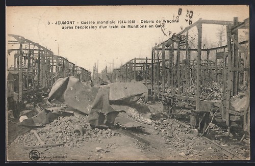 Cpa jeumont débris wagons - jeumont,, de