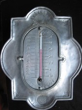 Ancien thermometre en étain mesures en Celsius, Reaumur et Fahrenheit