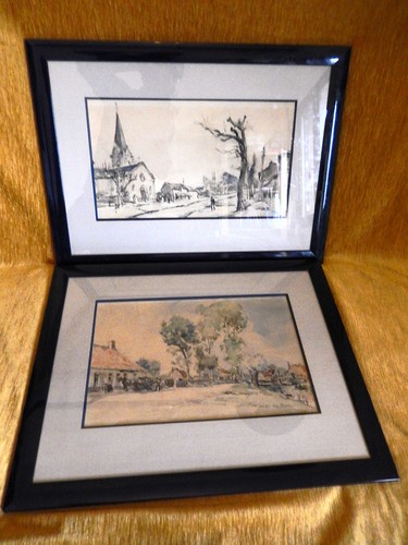 Paire tableau peinture paysage - peinture,