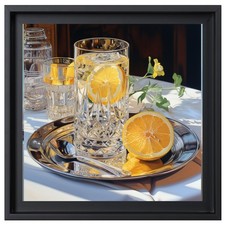 🍋 Tableau Nature Morte 30x30 cm – Verres & Citrons – Peinture Contemporaine