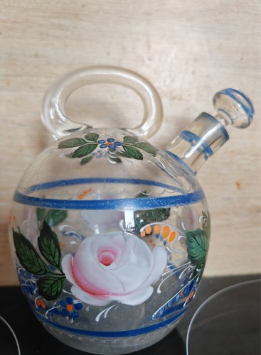 Pichet art deco verre emaillé - pichet,
