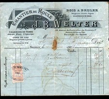 NEUILLY-sur-SEINE (92) BOIS , BRIQUETTE & CHARBON "J.B. WELTER" en 1906