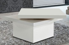 Table Basse Table De Salon 67x67cm Plateau Pivotant Blanc