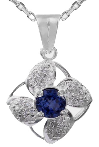 Pendentif saphir rond diamant - saphir,