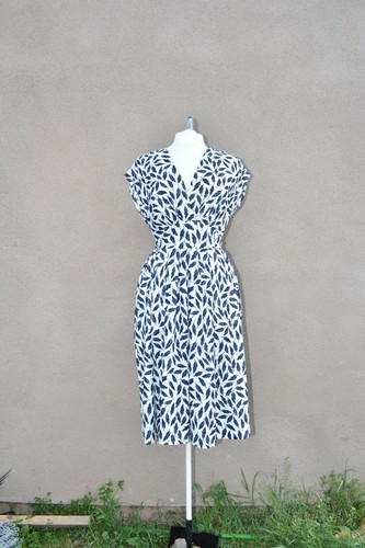 Vintage 80s leaf print midi - 80s,