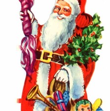 PÈRE NOËL SCANDINAVE, JOUETS ET BONBONS - Déchiquet papier découpé Noël années 70