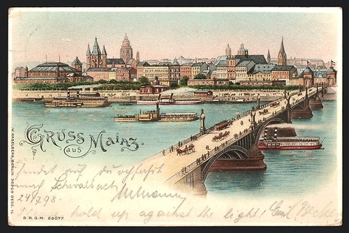 Lithographie mayence ville - mayence,,