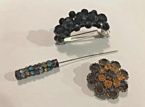 Vintage lot strass broche - vintage,