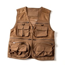 Hommes Multi Poches Pêche Gilets Creux Cargo sans Manche Vestes Gilets