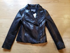 VINCE Kid's Girl's Scuba Black Leather Jacket BNWT