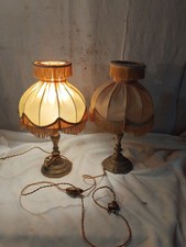 Ancienne Paire Lampe Chevet Ange  Laiton.