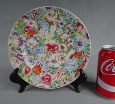 Antique Chinese Thousand Flowers Mille-Fleur Porcelain Plate Qianlong Mark n4