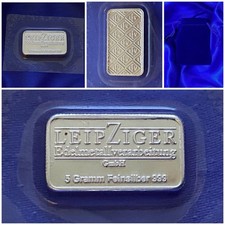 Lingot Argent pur Leipziger 5g 999 Silver Bar Vintage Invest Bullion Sealed