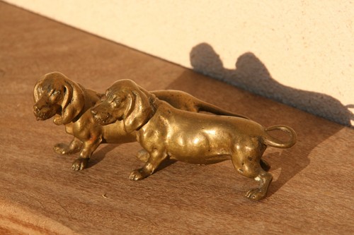 Sculpture duo chiens basset - sculpture, de