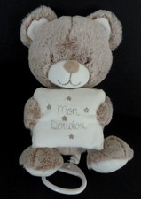 K8. DOUDOU COUSSIN MUSICAL TEX OURS CHINé BEIGE BLANC MON DOUDOU ETOILE NEUF*