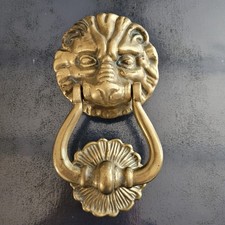 Ancien Heurtoir  De Porte Tête De Lion En Bronze