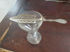 CUILLERE A ABSINTHE ET VERRE ANCIEN AUTHENTIQUE 1900 PUBLICITE LA CRESSONNEE