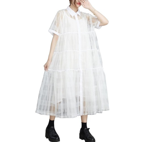 Robe chemise longue tulle - chemise,