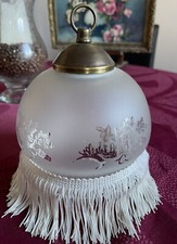 GLOBE EN VERRE GRAVE FRANGE POUR LAMPE de BUREAU LUMINAIRE