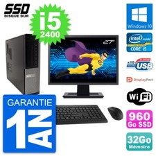 PC Dell 990 DT Ecran 27" Intel Core i5-2400 RAM 32Go SSD 960Go Windows 10 Wifi