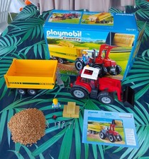 Playmobil 70131 - Grand tracteur + remorque 100% complet avec boîte - TBE